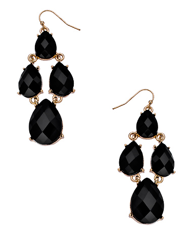 Blu Bijoux Gold and Onyx Teardrop Chandelier Earrings