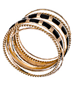 Blu Bijoux Set of Eight Gold and Black Bangle Bracelets