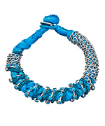 Blu Bijoux Turquoise Braided Chain and Stud Bracelet