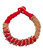 Blu Bijoux Red Braided Chain and Stud Bracelet