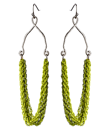Blu Bijoux Green Multi-Layer Rope Chain Drape Earrings