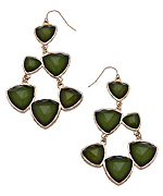 Blu Bijoux Gold and Triangular Green Chandelier Earrings