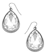 Blu Bijoux Silver and Large Crystal Teardrop Earrings