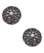 Blu Bijoux Gunmetal and Pyrite Round Earrings