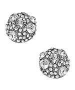 Blu Bijoux Round Silver and Crystal Covered Earrings