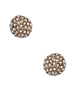 Blu Bijoux Gold and Crystal Covered Sphere Stud Earrings
