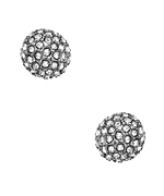 Blu Bijoux Silver and Crystal Covered Sphere Stud Earrings