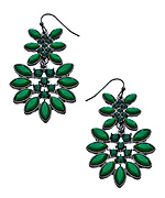 Blu Bijoux Gold Green and Crystal Marquise Chandelier Earrings