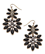 Blu Bijoux Gold Black and Hematite Marquise Chandelier Earrings