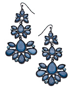 Blu Bijoux Gunmetal and Metallic Blue Teardrop Chandelier Earrings