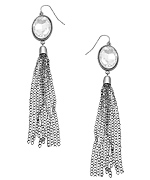 Blu Bijoux Silver Crystal and Chain Earrings