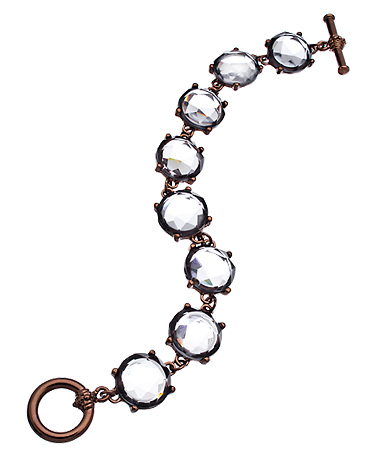 Blu Bijoux Chocolate Plated and Smoky Crystal Station Bracelet
