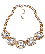Blu Bijoux Gold and Crystal Five Station Necklace