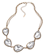 Blu Bijoux Five Station Gold and Teardrop Crystal Necklace