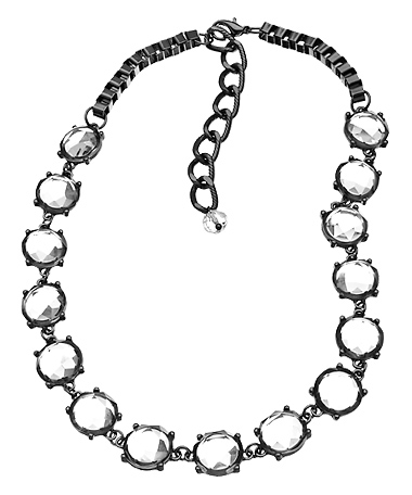Blu Bijoux Gunmetal and Crystal Station Necklace