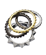 Blu Bijoux Set of Four Gold Silver and Gunmetal Spike and Crystal Rings
