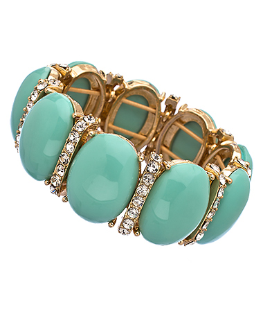 Blu Bijoux Mint Cabochon Crystal Stretch Bracelet
