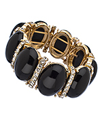 Blu Bijoux Onyx Cabochon Crystal Stretch Bracelet