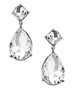 Blu Bijoux Silver Crystal Teardrop Statement Earrings