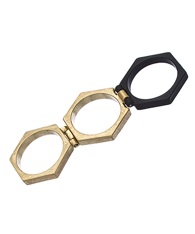 Blu Bijoux Gold Hexagon Triple Stacked Ring