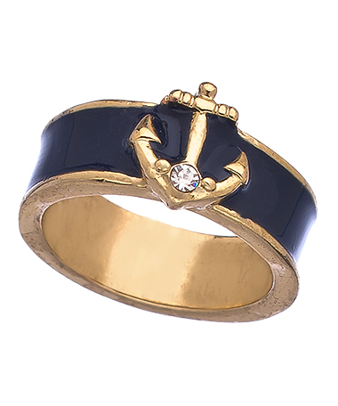 Blu Bijoux Navy Enamel Nautical Ring