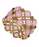 Blu Bijoux Gold Pink and Golden Stones Stretch Cuff Bracelet