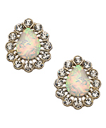 Blu Bijoux Gold Pearlescent Teardrop and Clear Crystal Earrings