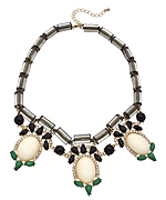 Blu Bijoux Smoky Grey and Multicolor Crystals Deco Bib Necklace