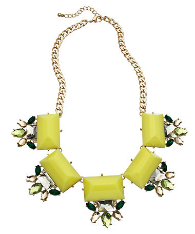 Blu Bijoux Gold Crystal and Yellow Stones Bib Necklace