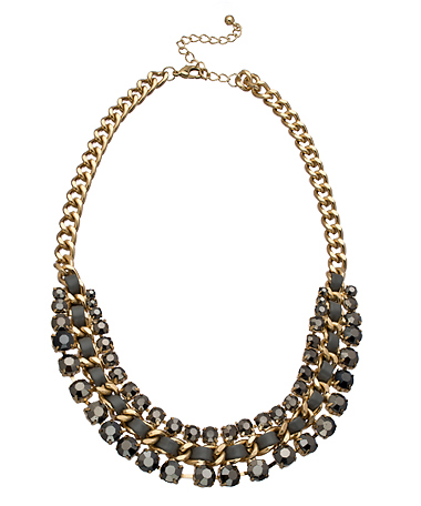 Blu Bijoux Gold Braided Faux Leather and Crystal Necklace