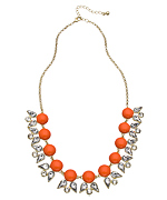 Blu Bijoux Gold Teardrop Crystal and Coral Cabochon Necklace