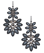 Blu Bijoux Blue And Hematite Crystal Marquise Chandelier Earrings