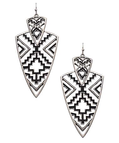 Blu Bijoux Black Enamel and Silver Arrowhead Earrings