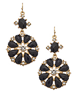 Blu Bijoux Onyx Crystal Flower Earrings