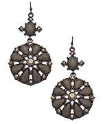 Blu Bijoux Black & Grey Crystal Flower Earrings