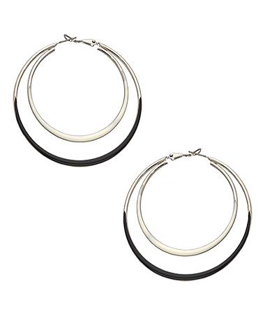 Blu Bijoux Black & White Enamel Double Hoop Earrings
