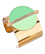 Blu Bijoux Gold Mint and Crystal Wide Cuff Bracelet