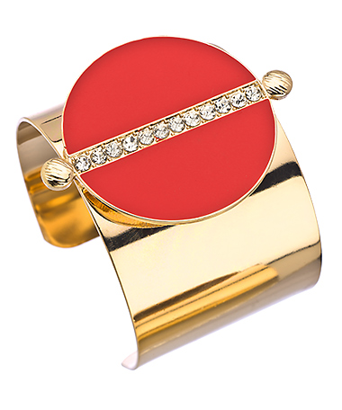 Blu Bijoux Gold Red and Crystal Wide Cuff Bracelet