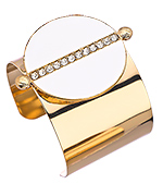 Blu Bijoux Gold White and Crystal Wide Cuff Bracelet