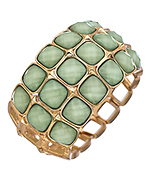 Blu Bijoux Gold and Mint Three Row Stretch Bangle Bracele