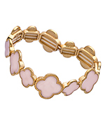 Blu Bijoux Gold and Pink Cloverleaf Stretch Bracelet