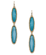 Blu Bijoux Gold and Turquoise Oval Double Drop Earrings