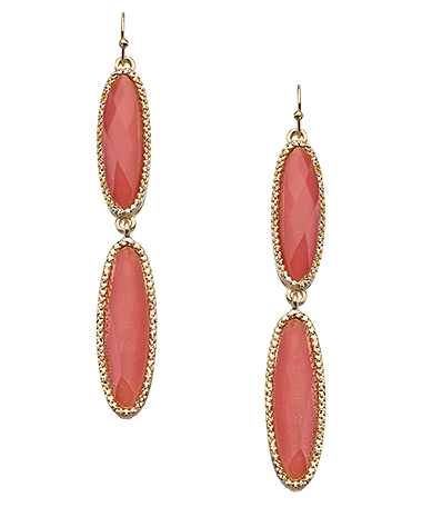 Blu Bijoux Gold and Coral Oval Double Drop Earrings