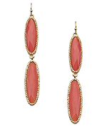 Blu Bijoux Gold and Coral Oval Double Drop Earrings