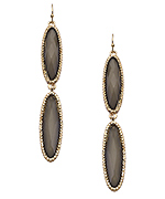 Blu Bijoux Gold and Grey Oval Double Drop Earrings