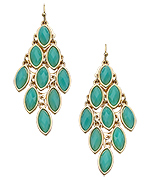 Blu Bijoux Gold and Turquoise Marquis Chandelier Earrings