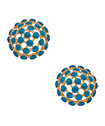 Blu Bijoux Gold and Blue Enamel Dot Earrings