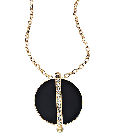 Blu Bijoux Gold Black and Crystal Pendant Necklace