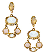 Blu Bijoux Gold and Cream Crystal Chandelier Earrings