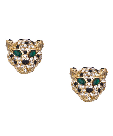 Blu Bijoux Emerald Crystal Tigerhead Stud Earrings